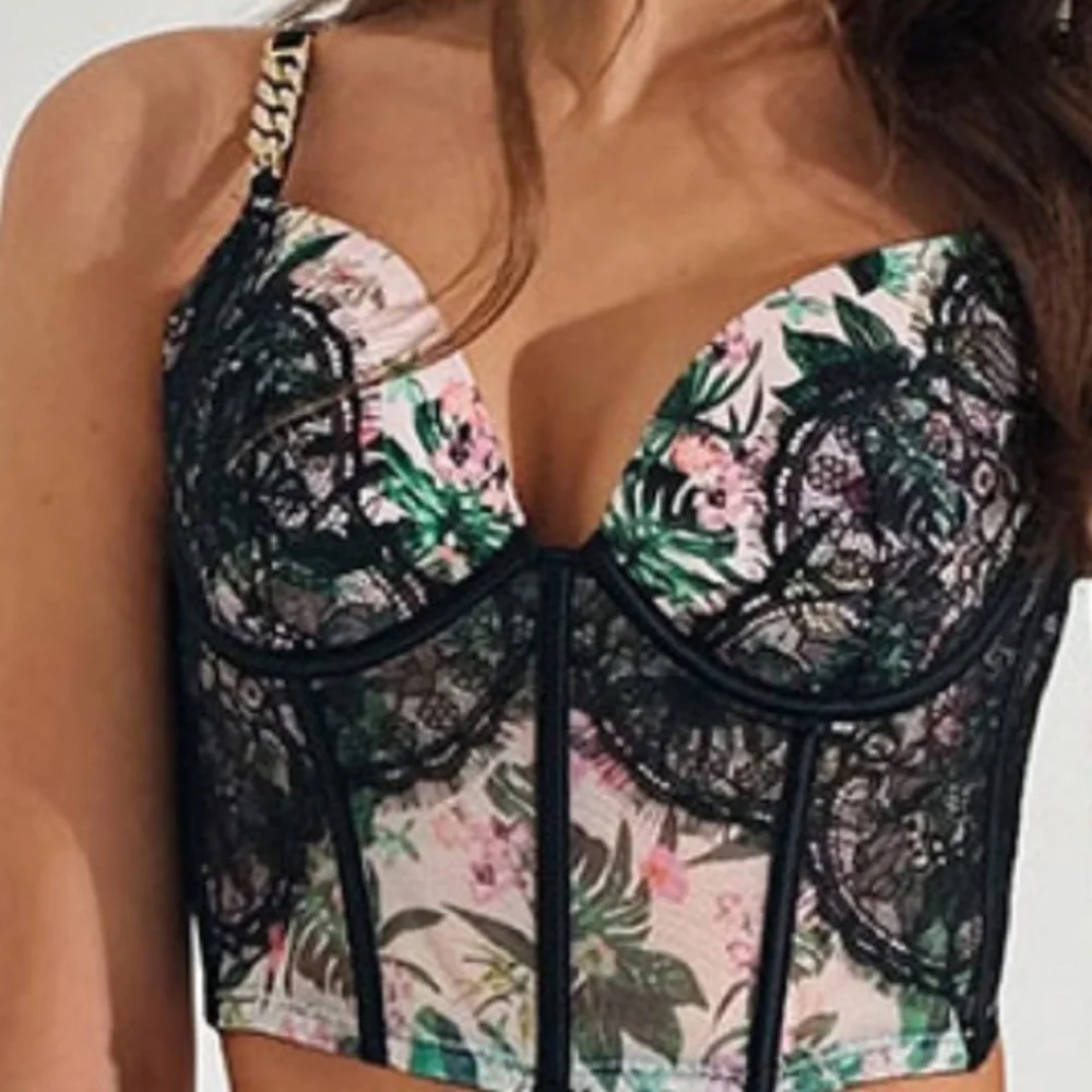 Victoria's Secret Very Sexy Corset 36DD  Push-Up LaceChainStrap Bling Whimsical